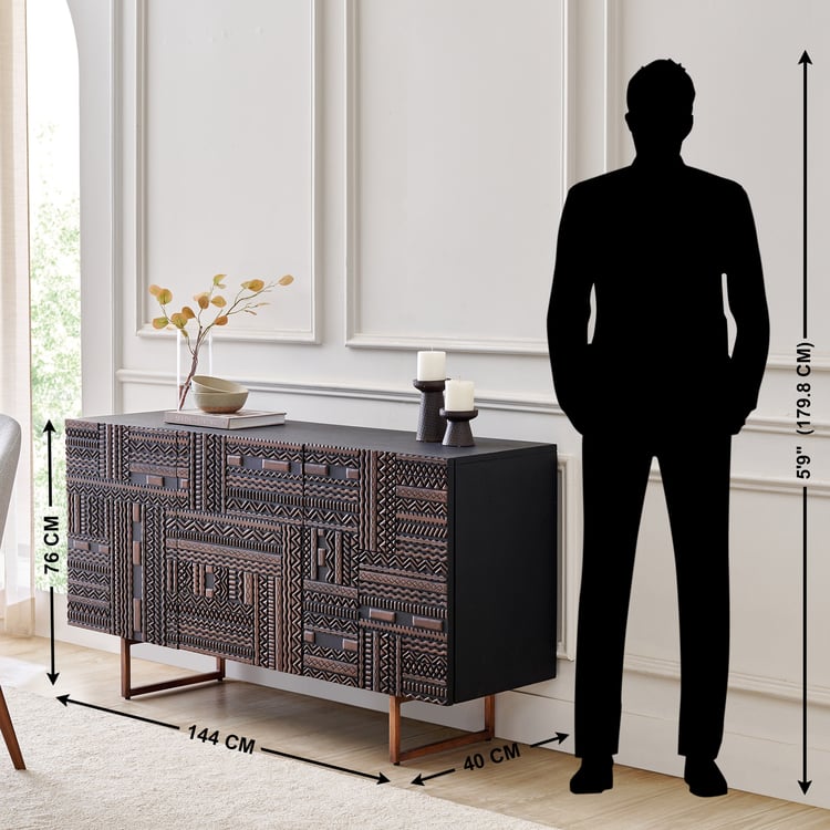 Cameroon Mango Wood 3-Door Foyer Cabinet - Brown