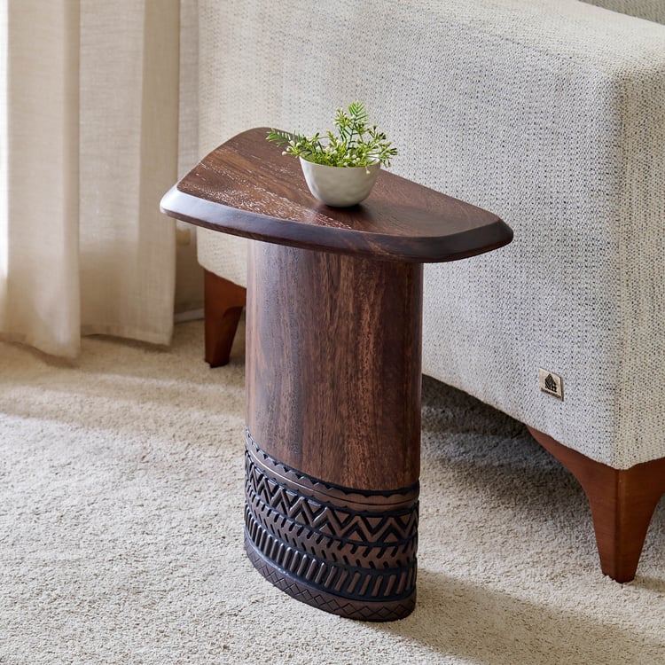 Cameroon Mango Wood Top End Table - Brown