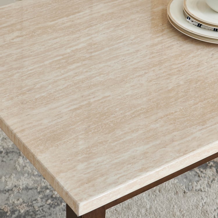 Helios Casper Faux Marble Top 4-Seater Dining Table - Beige