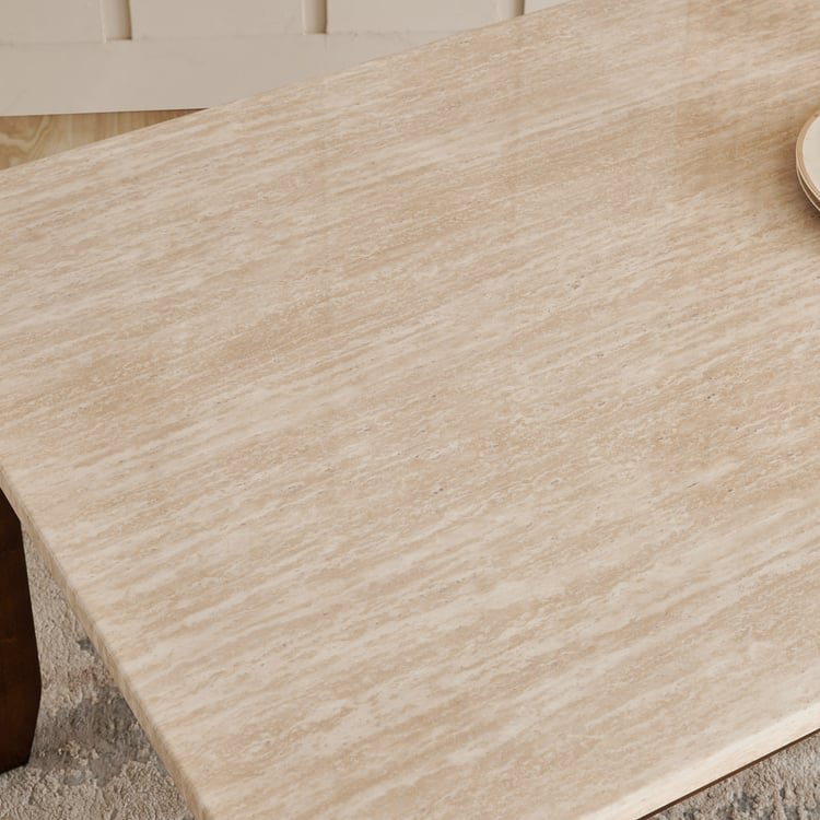 Helios Casper Faux Marble Top 6-Seater Dining Table - Beige