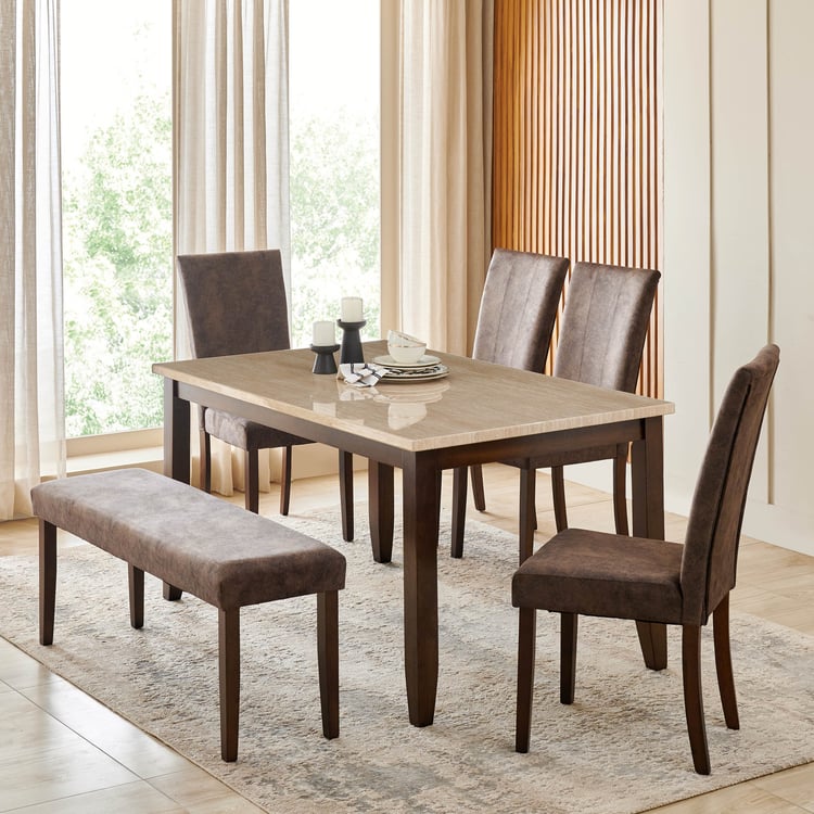 Helios Casper Fabric Dining Bench - Brown