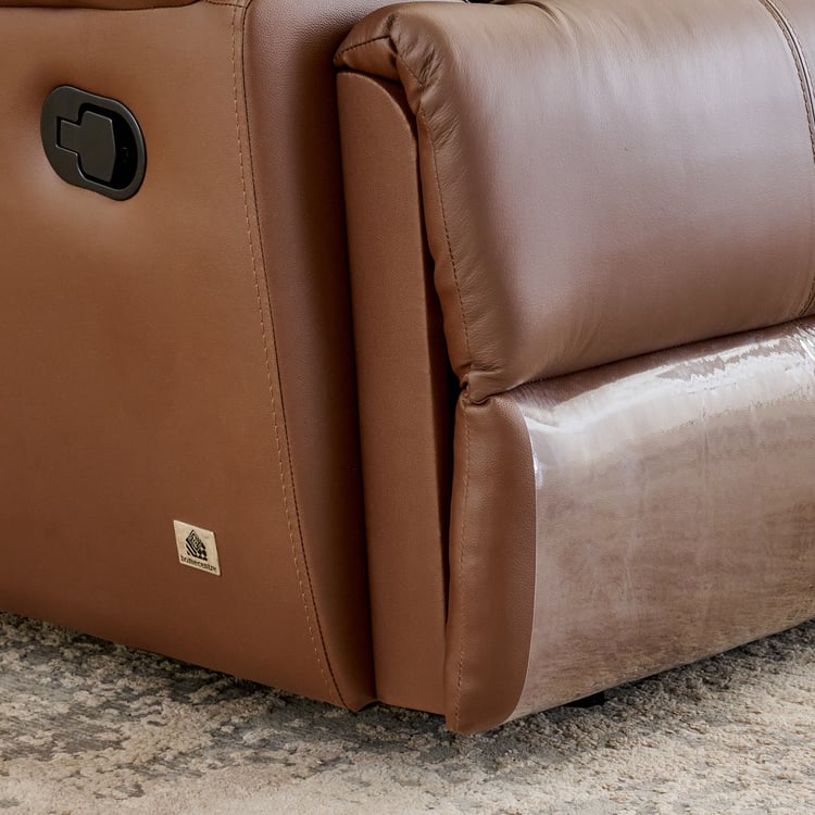 Torino Half Leather 3-Seater Recliner with Right Chaise - Brown