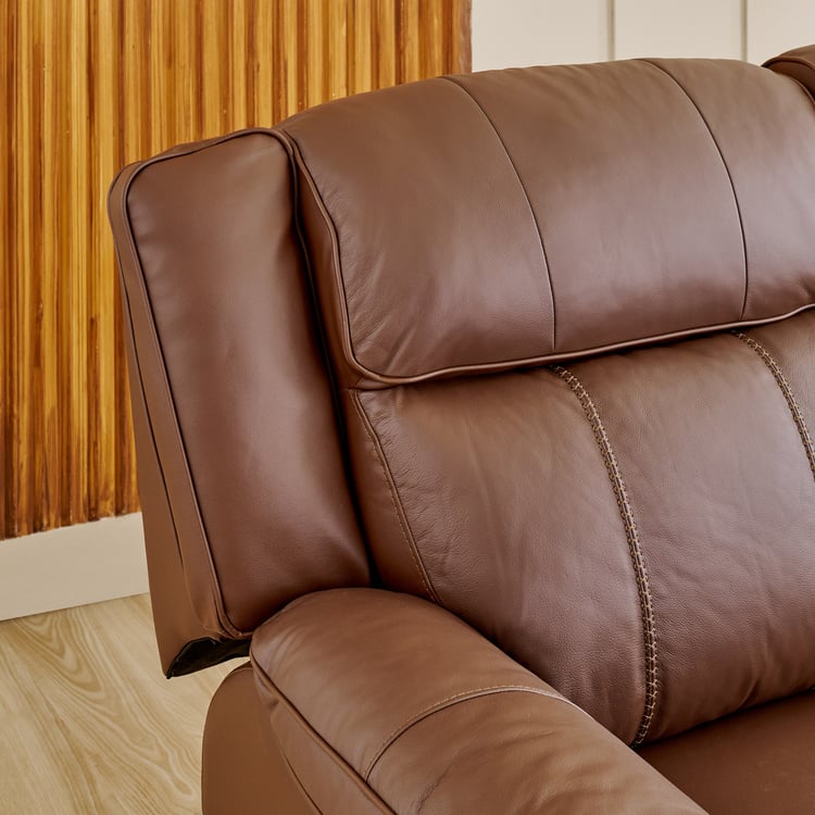 Torino Half Leather 3-Seater Recliner with Right Chaise - Brown