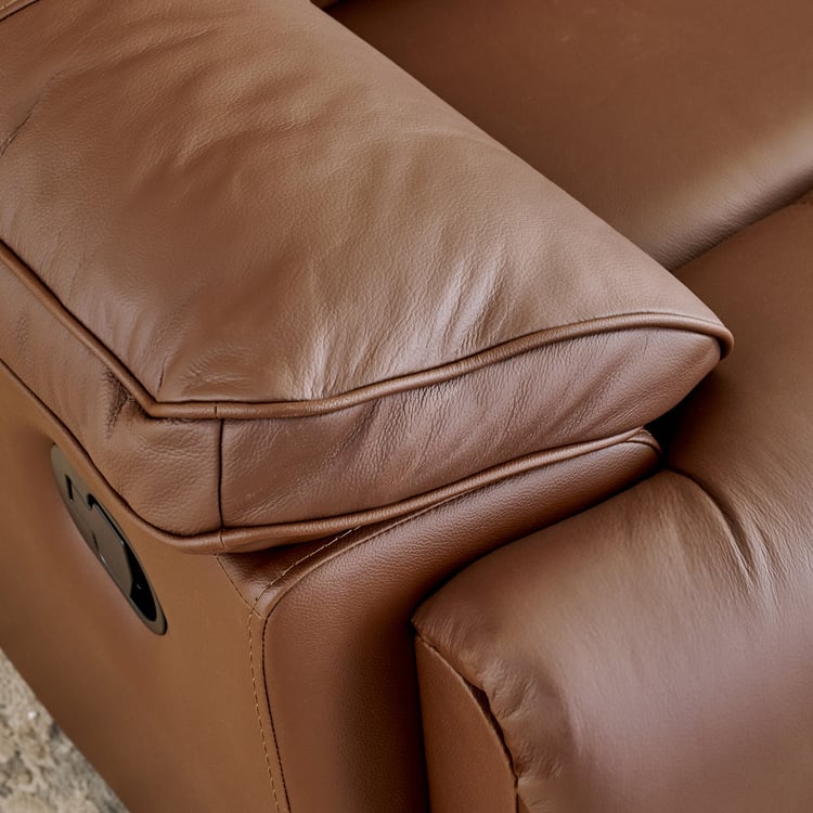 Torino Half Leather 3-Seater Recliner with Right Chaise - Brown