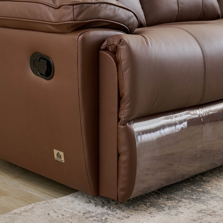 Torino Half Leather 6-Seater Right Corner Recliner Set - Brown