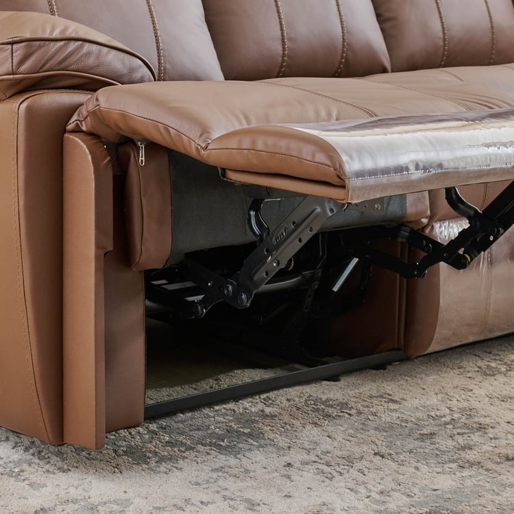 Torino Half Leather 6-Seater Right Corner Recliner Set - Brown