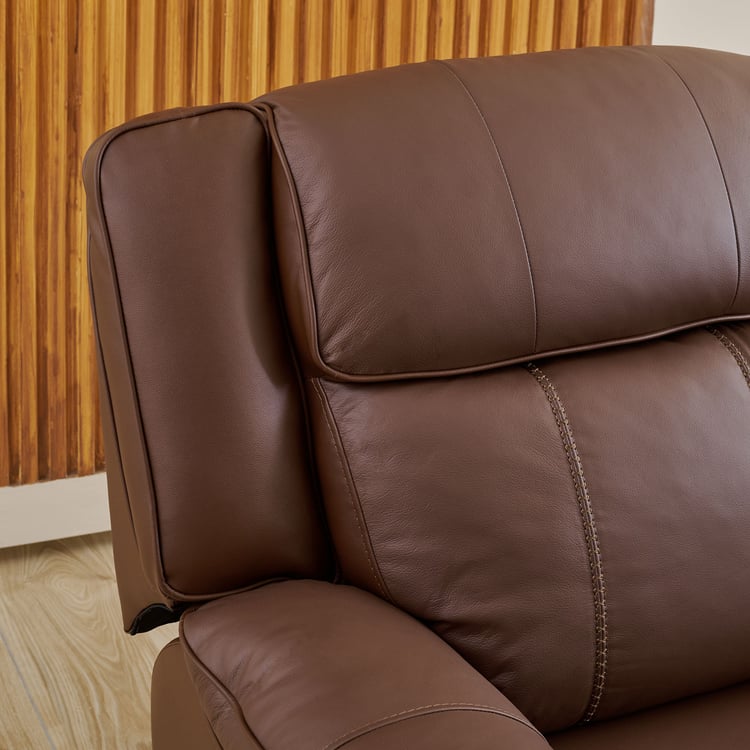 Torino Half Leather 6-Seater Right Corner Recliner Set - Brown