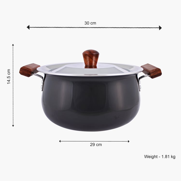 WONDERCHEF Ebony Hard Anodized Aluminium Handi with Lid - 5L