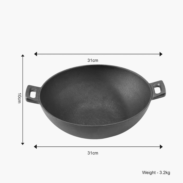 WONDERCHEF Forza Pre-Seasoned Cast Iron Kadhai - 3.35L