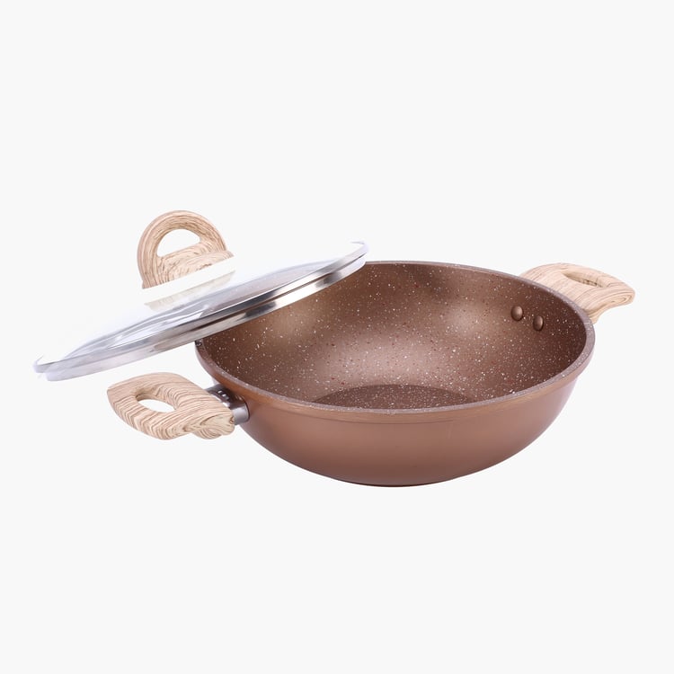 WONDERCHEF Duralife Die-Cast Aluminium Kadhai with Lid - 2.5L