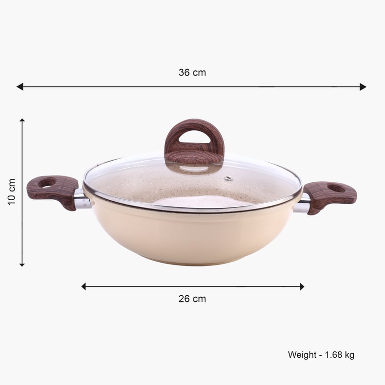 WONDERCHEF Duralife Die-Cast Aluminium Kadhai with Lid - 2.5L