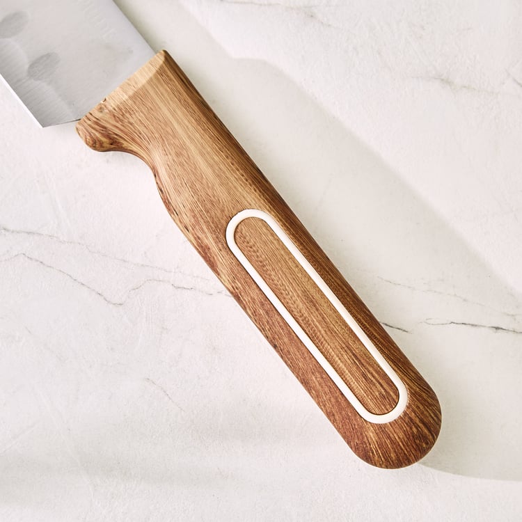 Chefs Pride Munson Stainless Steel Santoku Knife with Acacia Wood Handle
