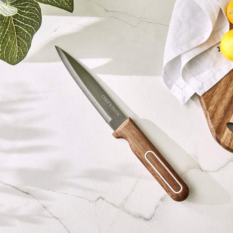 Chefs Pride Munson Stainless Steel Utility Knife with Acacia Wood Handle