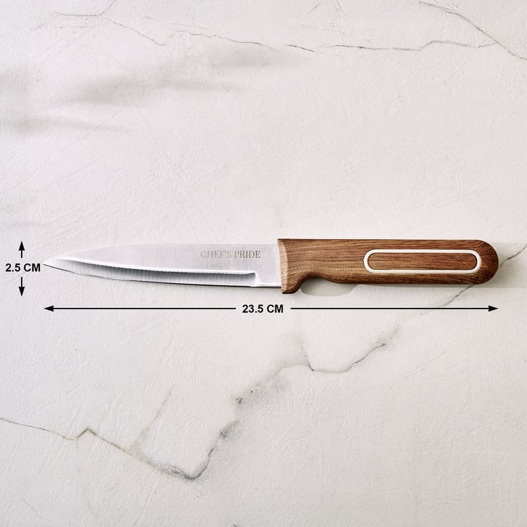 Chefs Pride Munson Stainless Steel Utility Knife with Acacia Wood Handle