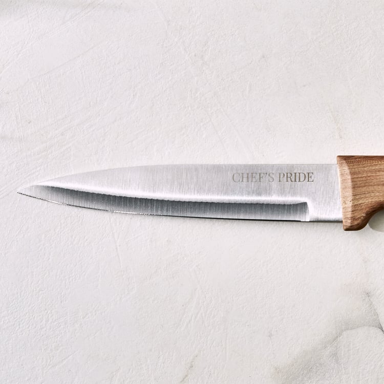 Chefs Pride Munson Stainless Steel Utility Knife with Acacia Wood Handle