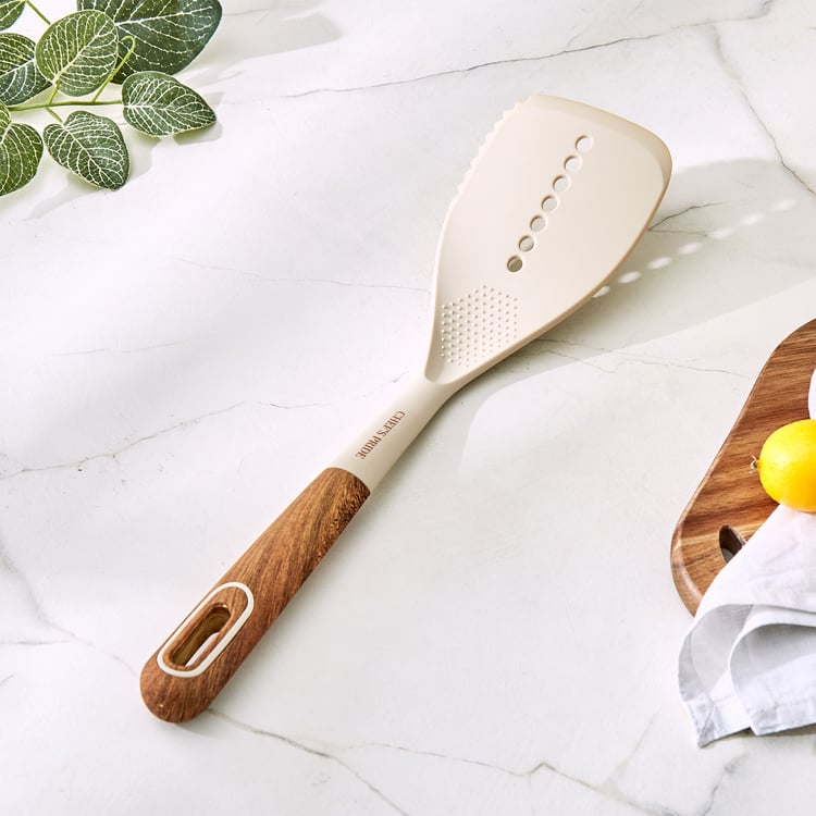 Chef's Pride Cerro Slotted Turner with Wooden Handle
