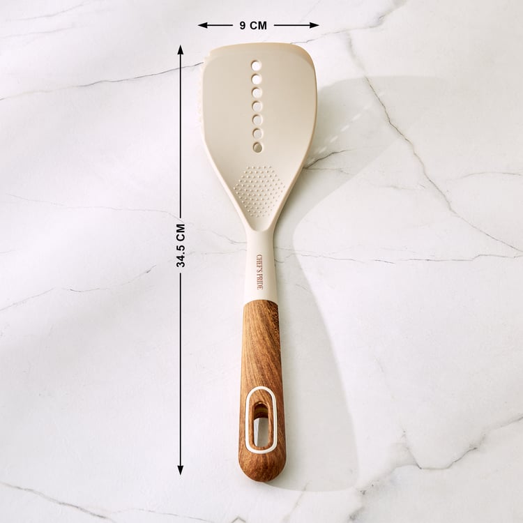 Chef's Pride Cerro Slotted Turner with Wooden Handle