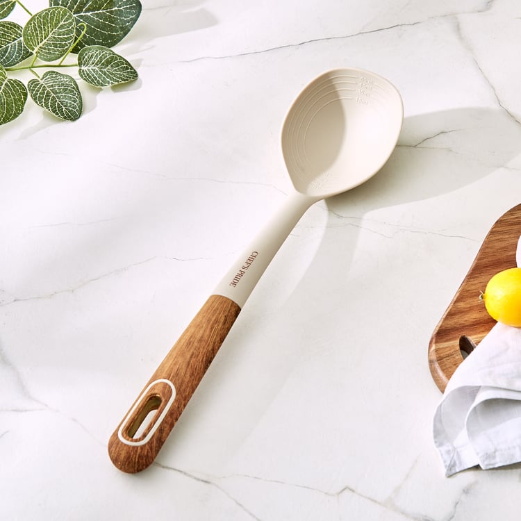 Chef's Pride Cerro Serving Spoon with Wooden Handle