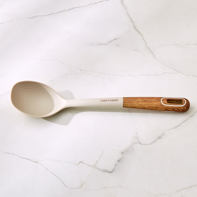 Chef's Pride Cerro Serving Spoon with Wooden Handle