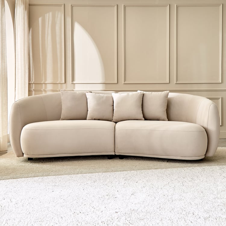Homeshores Fabric 3 +1+1 Seater Sofa Set with Cushions - Beige