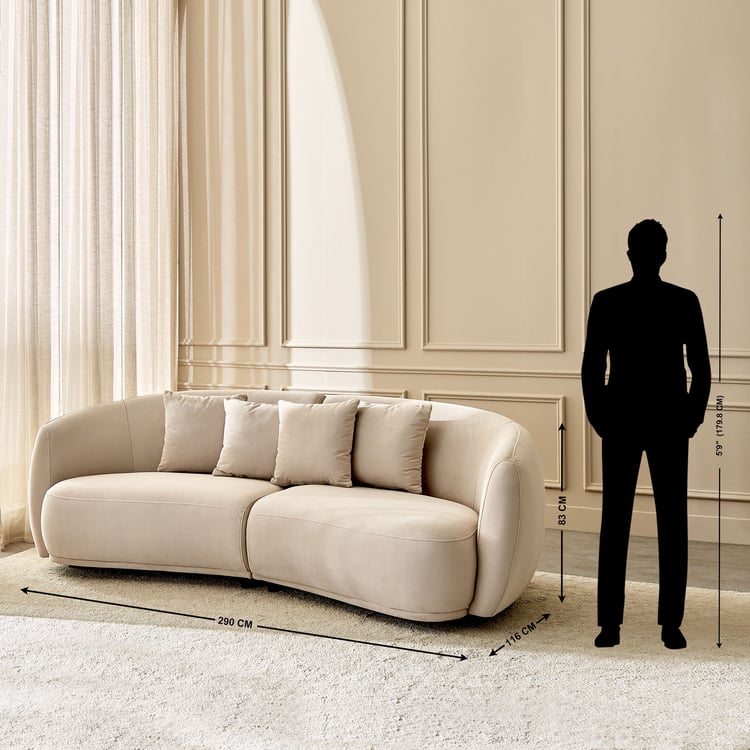 Homeshores Fabric 3 +1+1 Seater Sofa Set with Cushions - Beige
