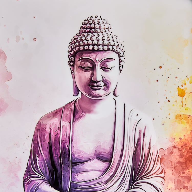Aura Buddha Wooden Printed Picture Frame - 20x30cm