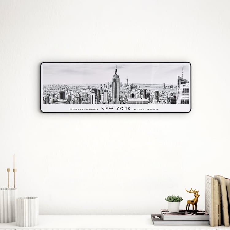 Aura City Wooden New York Print Picture Frame - 60x20cm