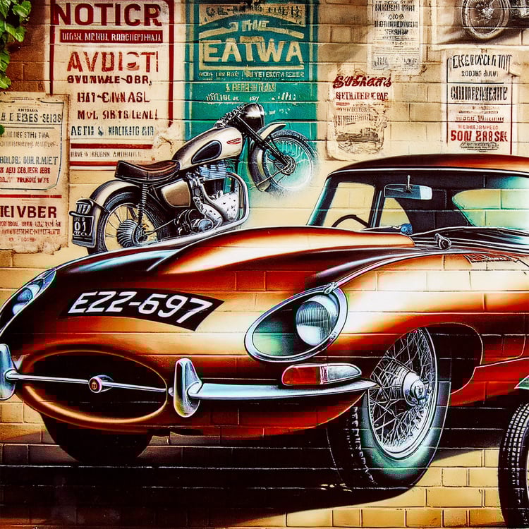 Aura Retro Wooden Car Print Picture Frame - 30x30cm