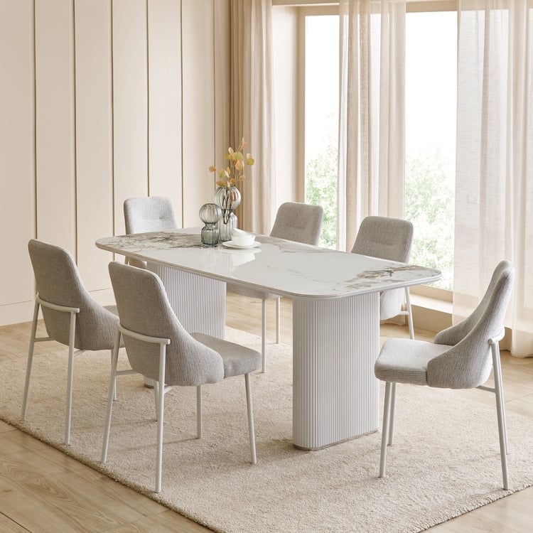 Sophia Ceramic Top 6-Seater Dining Table - Grey