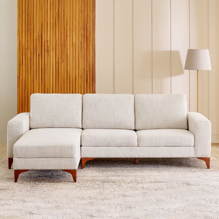 Quebec Fabric 3-Seater Sofa with Left Chaise - Beige