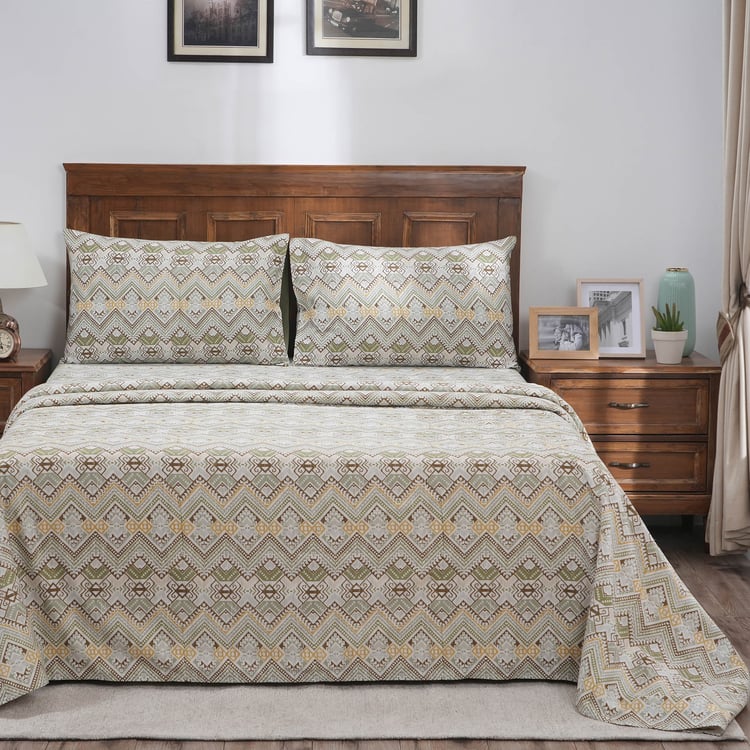 MASPAR Hues Indigenous Cotton 300TC Printed 3Pcs King Bedsheet Set
