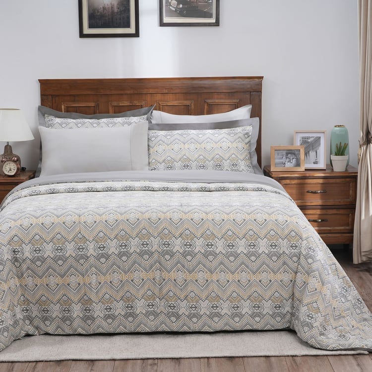 MASPAR Hues Indigenous Artisan Cotton Aztec Printed 3Pcs Double Duvet Cover Set