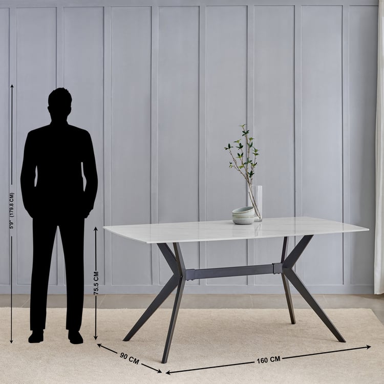 Rika Sintered Stone Top 6-Seater Dining Set with Chairs - White and Grey