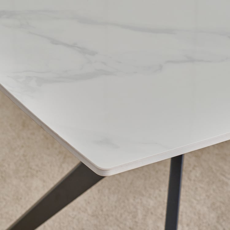 Rika Sintered Stone Top 6-Seater Dining Set with Chairs - White and Grey
