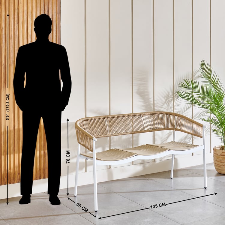 Toscano Metal 3-Seater Sofa - Beige