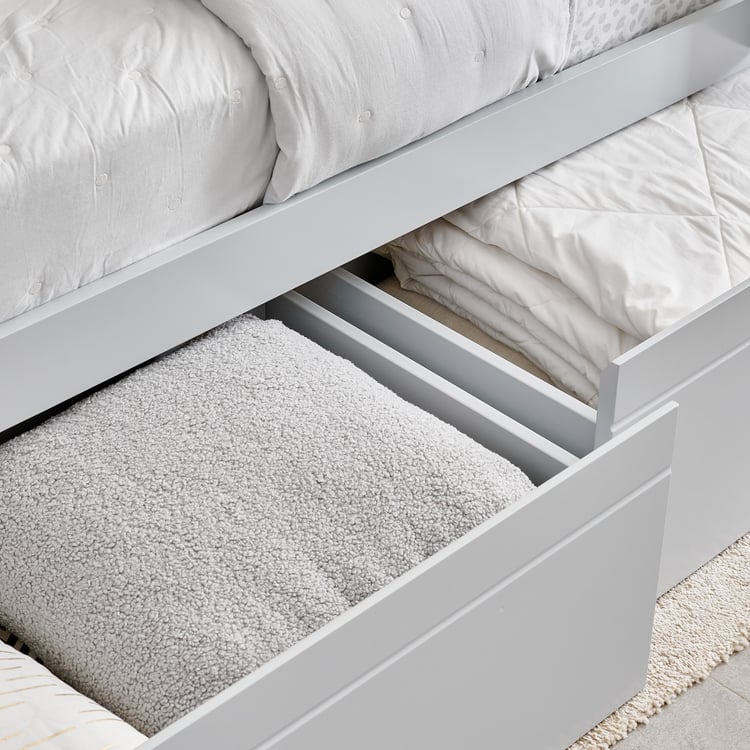 Helios Taylor Coupe Twin Solid Wood Bunk Bed with Drawers - Grey