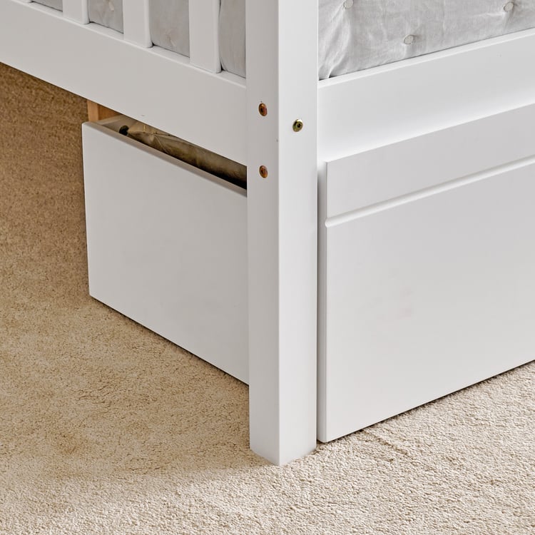 Helios Taylor Coupe Twin Solid Wood Bunk Bed with Drawers - White