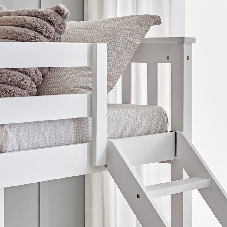 Helios Taylor Coupe Twin Solid Wood Bunk Bed with Drawers - White