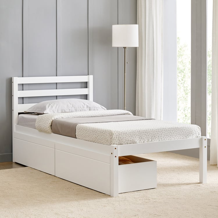 Helios Taylor Sarsar Single Bed with Drawers - White
