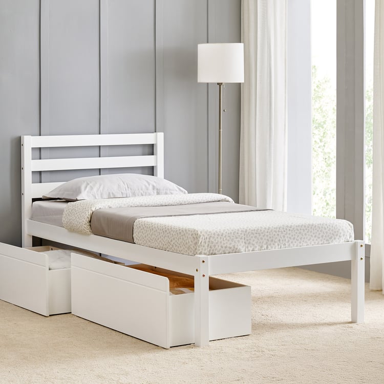 Helios Taylor Sarsar Single Bed with Drawers - White