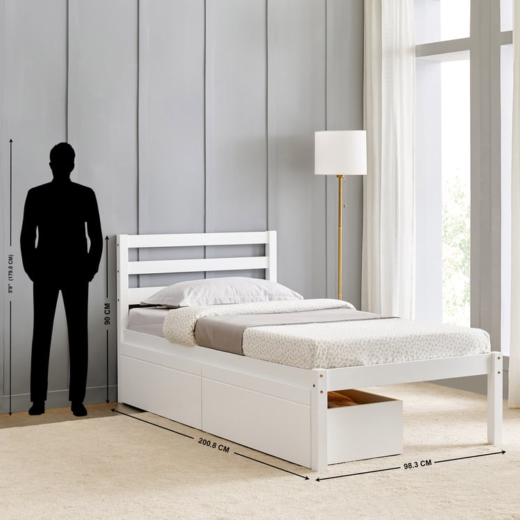 Helios Taylor Sarsar Single Bed with Drawers - White