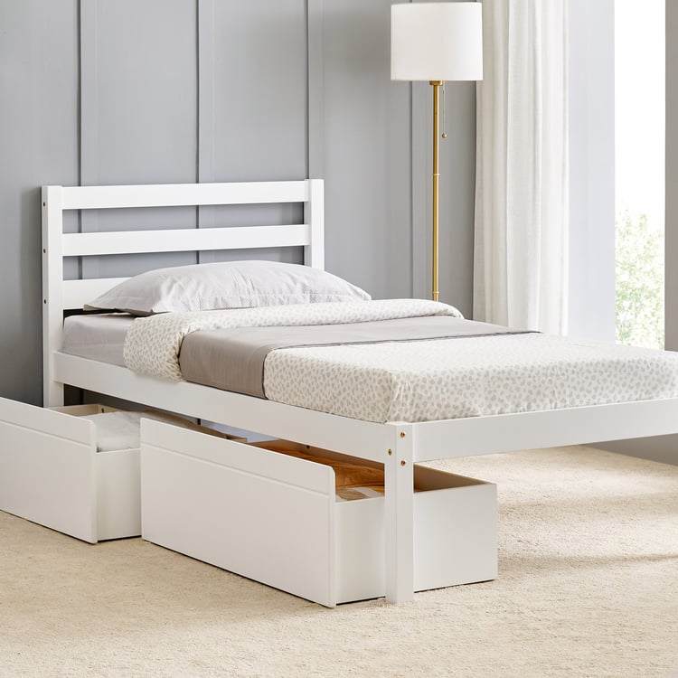 Helios Taylor Sarsar Single Bed with Drawers - White