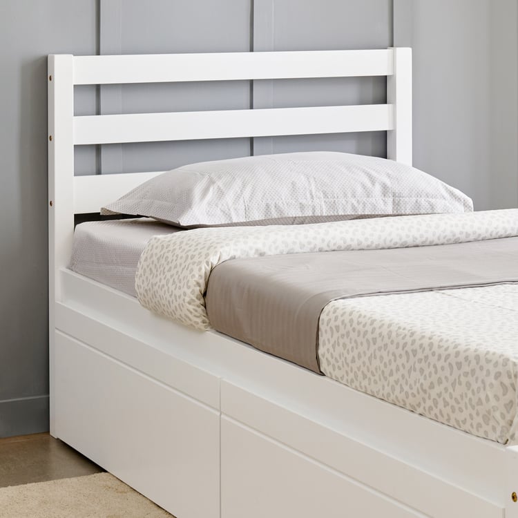 Helios Taylor Sarsar Single Bed with Drawers - White