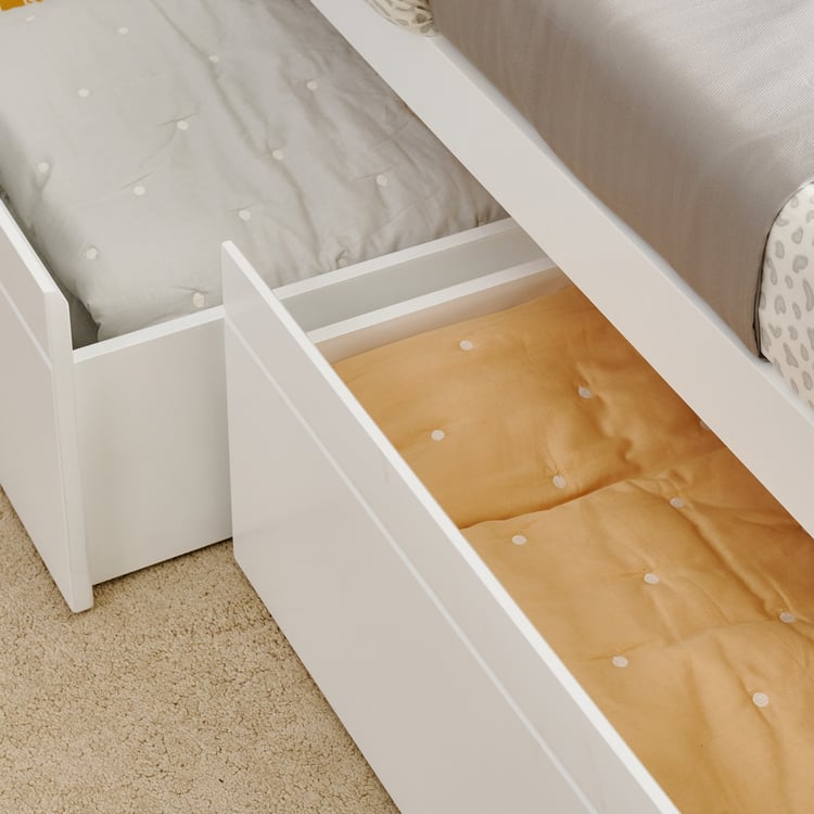Helios Taylor Sarsar Single Bed with Drawers - White
