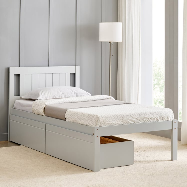 Helios Taylor Lyra Single Bed with Drawers - Grey