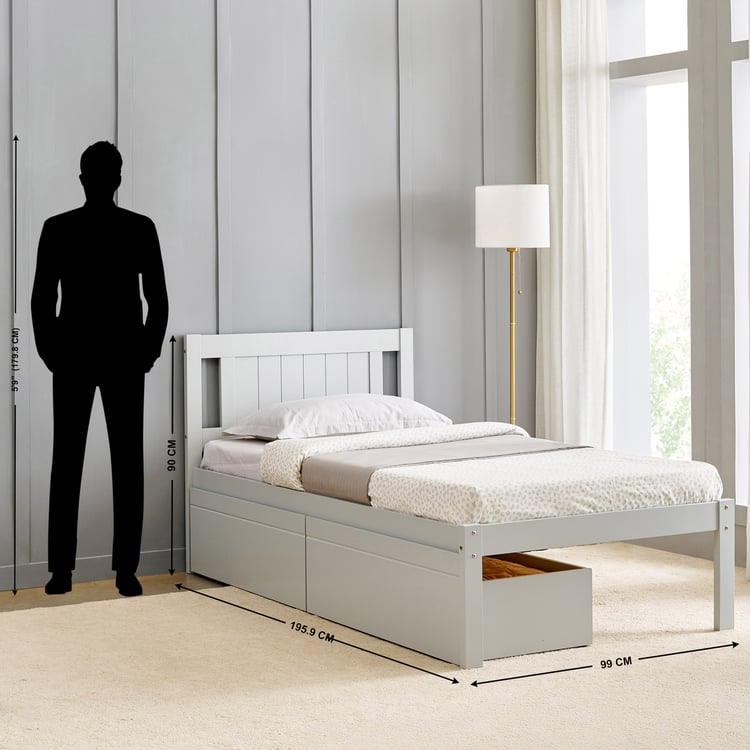 Helios Taylor Lyra Single Bed with Drawers - Grey
