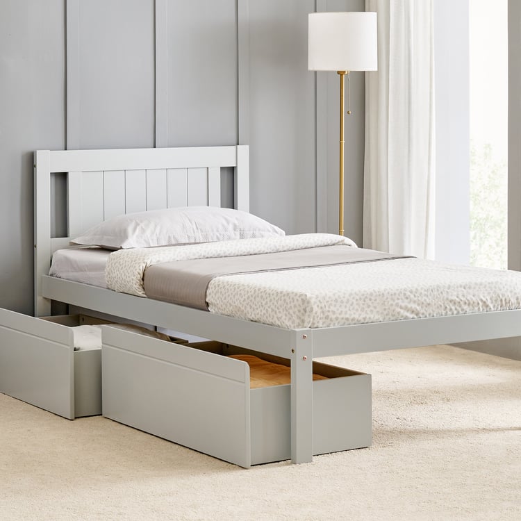 Helios Taylor Lyra Single Bed with Drawers - Grey