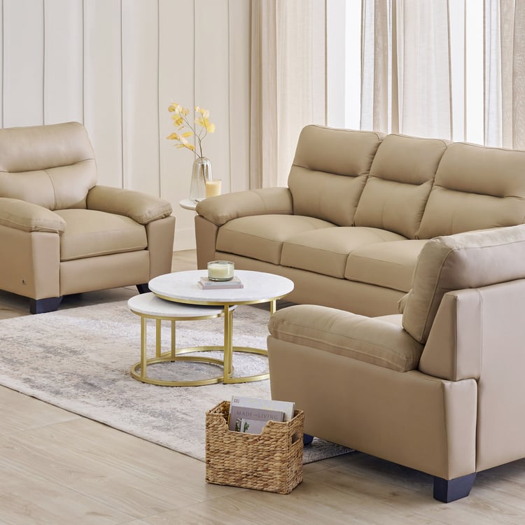 Winchester NXT Half Leather 3+1+1 Seater Sofa Set - Beige