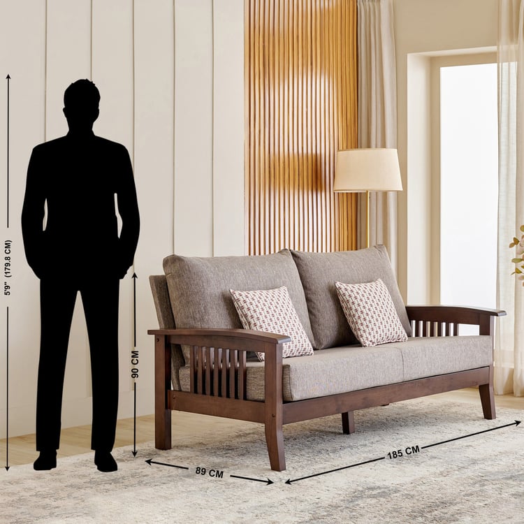 Abby Fabric 3+2 Seater Sofa with Cushions - Brown