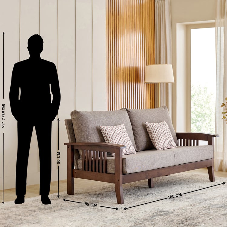 Abby Fabric 3+2 Seater Sofa with Cushions - Brown